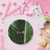 Overlapping Palm Fronds Tropical Green Abstract Papieren Bordje (Feest)