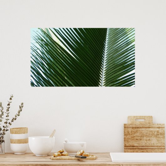 Overlapping Palm Fronds Tropical Green Abstract Poster (Keuken)