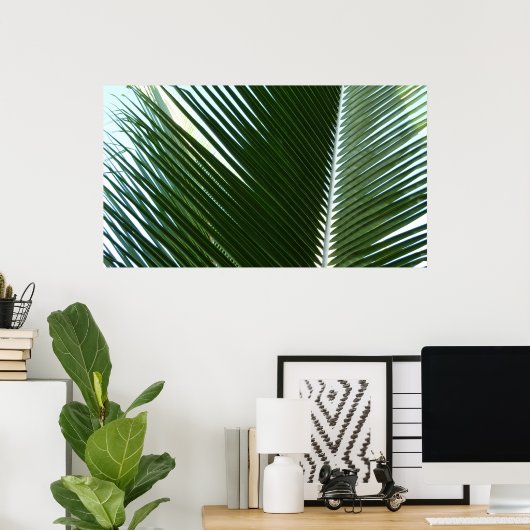 Overlapping Palm Fronds Tropical Green Abstract Poster (Thuiskantoor)