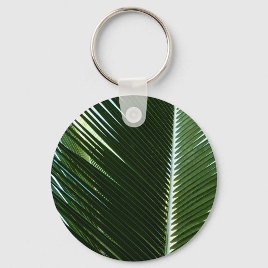 Overlapping Palm Fronds Tropical Green Abstract Sleutelhanger (Voorkant)
