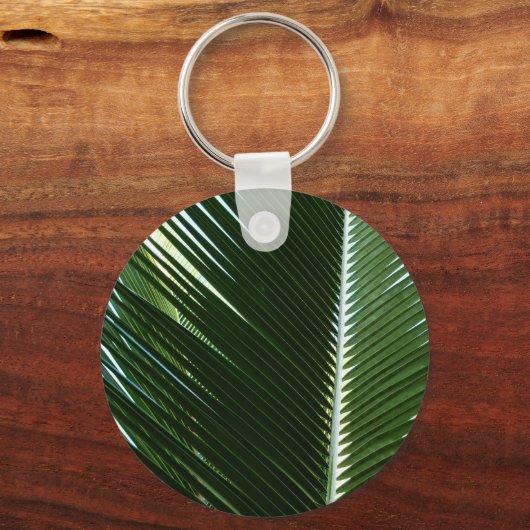 Overlapping Palm Fronds Tropical Green Abstract Sleutelhanger (Voorkant)