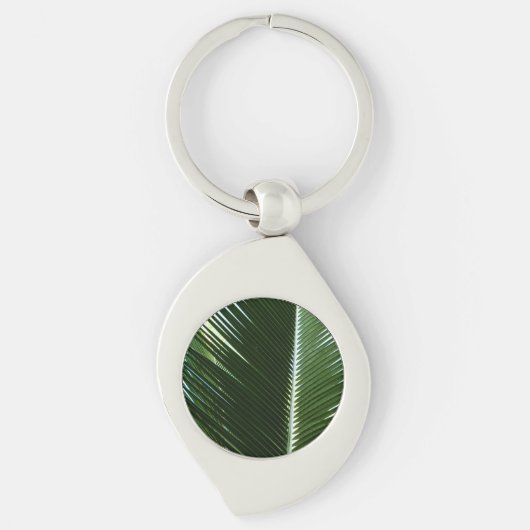 Overlapping Palm Fronds Tropical Green Abstract Sleutelhanger (Voorkant)