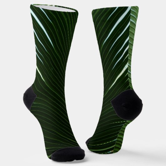 Overlapping Palm Fronds Tropical Green Abstract Sokken (Gebogen)
