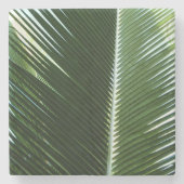 Overlapping Palm Fronds Tropical Green Abstract Stenen Onderzetter (Voorkant)