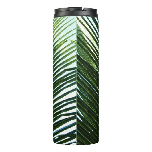 Overlapping Palm Fronds Tropical Green Abstract Thermosbeker (Achterkant)