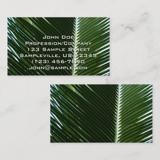 Overlapping Palm Fronds Tropical Green Abstract Visitekaartje (Voorkant / Achterkant)