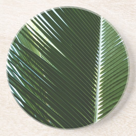 Overlapping Palm Fronds Tropical Green Abstract Zandsteen Onderzetter (Voorkant)