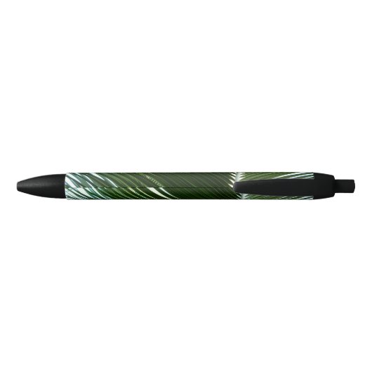 Overlapping Palm Fronds Tropical Green Abstract Zwarte Inkt Pen (Achterkant)