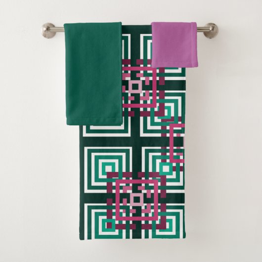 Overlapping Squares Bath Towel set Bad Handdoek (Insitu)
