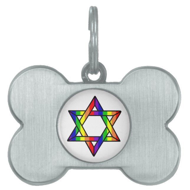 Overlapping Star van David Rainbow Zazzle.png Huisdieren Naamplaatje (voorkant)