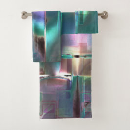 Overlapping van gradiëntgroen en gekleurd in zacht bad handdoek