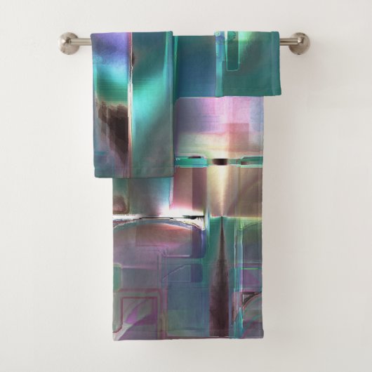 Overlapping van gradiëntgroen en gekleurd in zacht bad handdoek (Insitu)