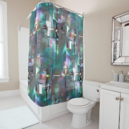 Overlapping van gradiëntgroen en gekleurd in zacht douchegordijn