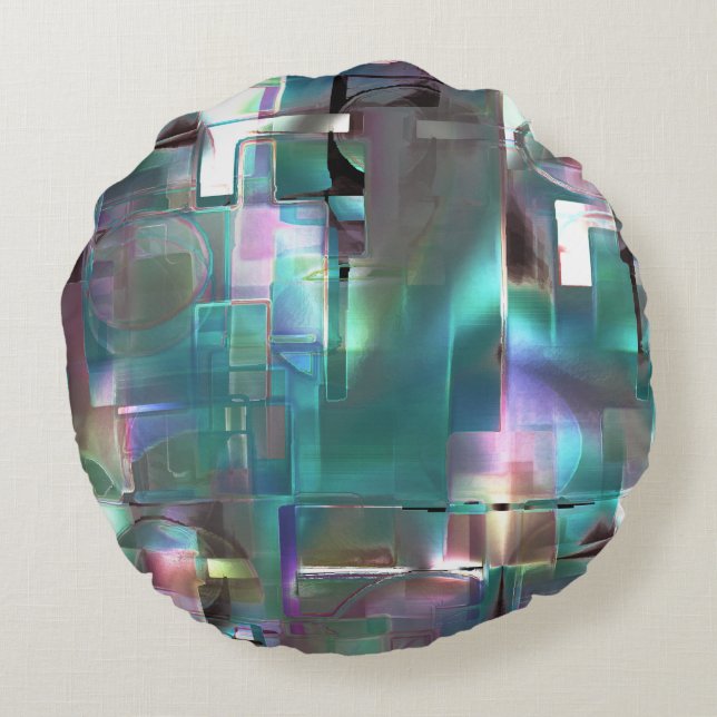 Overlapping van gradiëntgroen en gekleurd in zacht rond kussen (Achterkant)