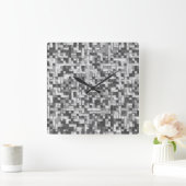 Overlapping van kleine vierkantjes in grijze tinte vierkante klok (Huis)