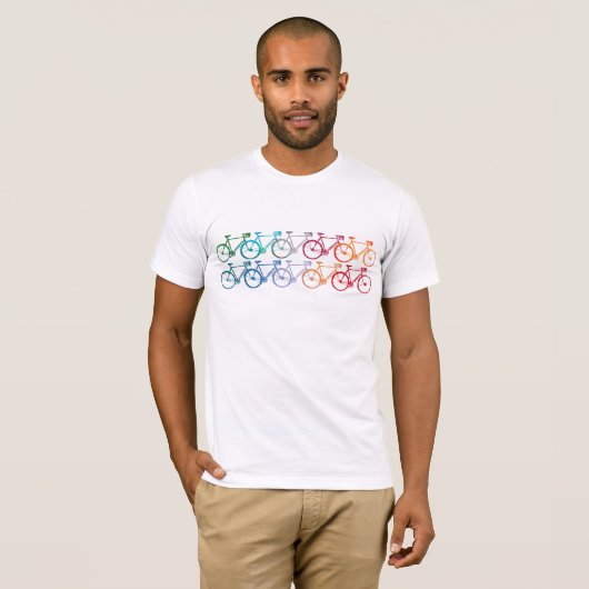 Overlapping Wheels Colorful Bikes White T-shirt (Voorkant volledig)