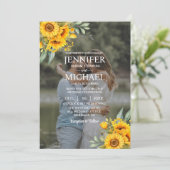 Overlay Afbeelding Foto QR Zonnebloemen bruiloft Kaart (Staand voorkant)