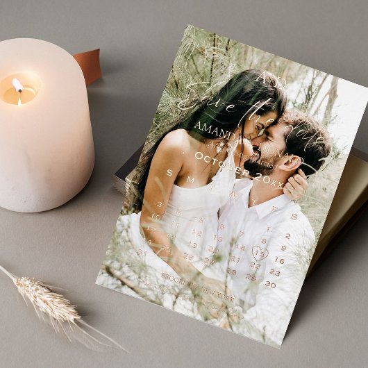 Overlay Gouden Kalender Bruiloft Sla de datum op Folie Uitnodiging