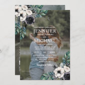 Overlay Portret Afbeelding Foto QR B & W bruiloft Kaart (Voorkant / Achterkant)