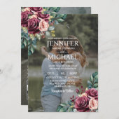 Overlay Portret Afbeelding Foto QR Rozen bruiloft Kaart (Voorkant / Achterkant)