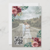 Overlay Portret Afbeelding Foto QR Rozen bruiloft Kaart (Achterkant)