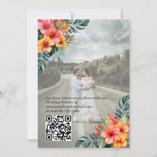 Overlay Portret Afbeelding Foto QR Tropische bruil Kaart (Achterkant)