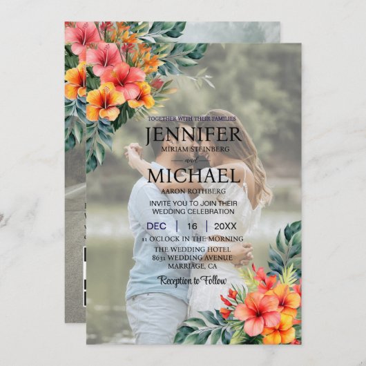 Overlay Portret Afbeelding Foto QR Tropische bruil Kaart (Voorkant / Achterkant)