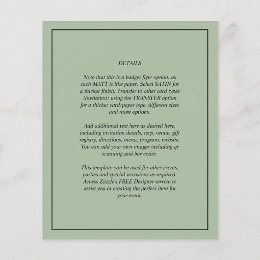 OVERLAY Sage Monochrome BUDGET Weddenschap FOTO Flyer (Achterkant)