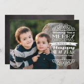 Overlay typografische kerstfoto begroeting feestdagenkaart (Voorkant / Achterkant)