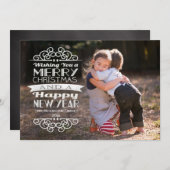 Overlay typografische kerstfoto begroeting feestdagenkaart (Voorkant / Achterkant)