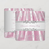 Overlay van Elegant Pink Silver Lace Diamond Kaart (Voorkant / Achterkant)