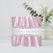 Overlay van Elegant Pink Silver Lace Diamond Kaart (Staand voorkant)