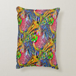 Overlay van heldere levendige kleuren op een ruwe  accent kussen