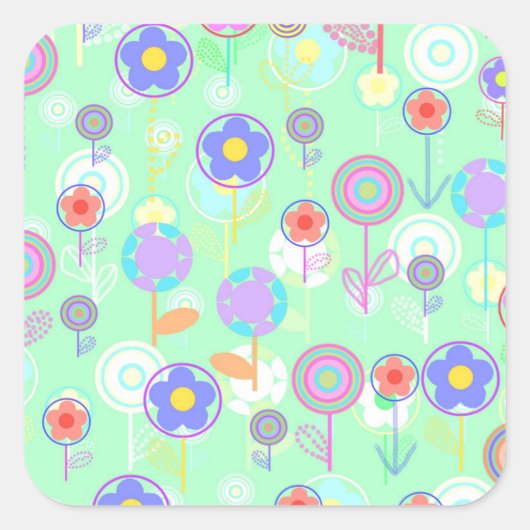 Overlayer Flowers Vierkante Sticker (Voorkant)