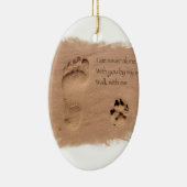 Overleden hond in liefdevolle herinnering voetafdr keramisch ornament (Rechts)