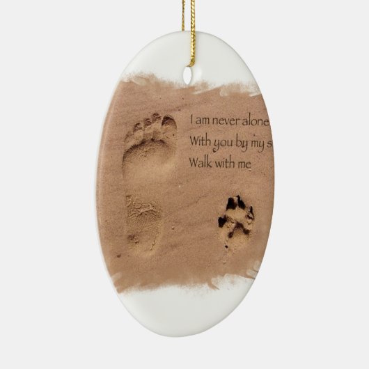 Overleden hond in liefdevolle herinnering voetafdr keramisch ornament (Rechts)