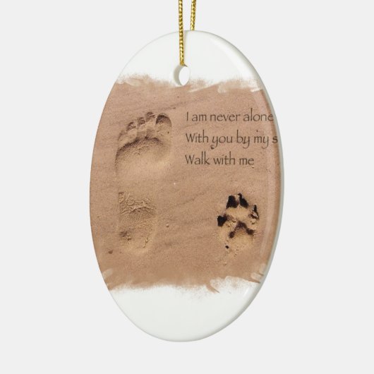 Overleden hond in liefdevolle herinnering voetafdr keramisch ornament (Links)