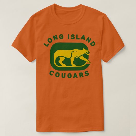 Overleden Long Island Cougars NAHL Hockey 1973 T-shirt (Design voorkant)