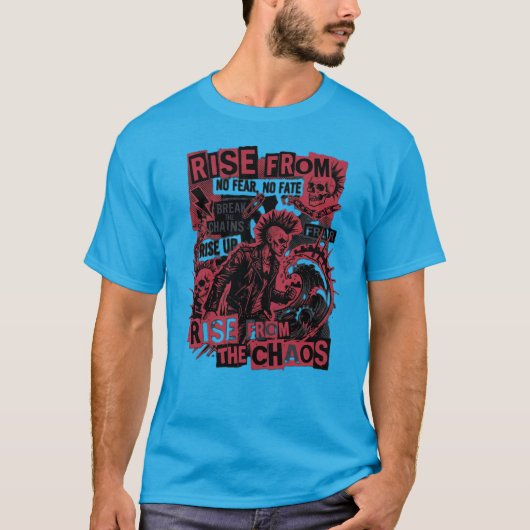 Overleef De Chaos Punk Schedel T-Shirt – Sta Op (Voorkant)