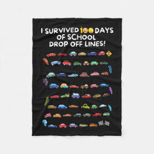Overleefde 100 dagen van school drop off lijnen - fleece deken