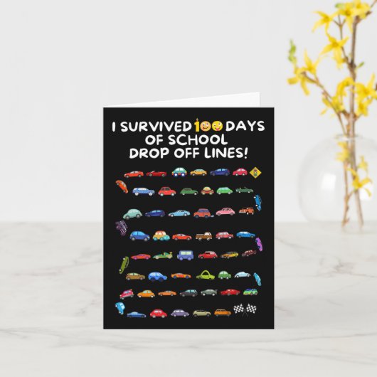 Overleefde 100 dagen van school drop off lijnen -  kaart (Gele Bloem)