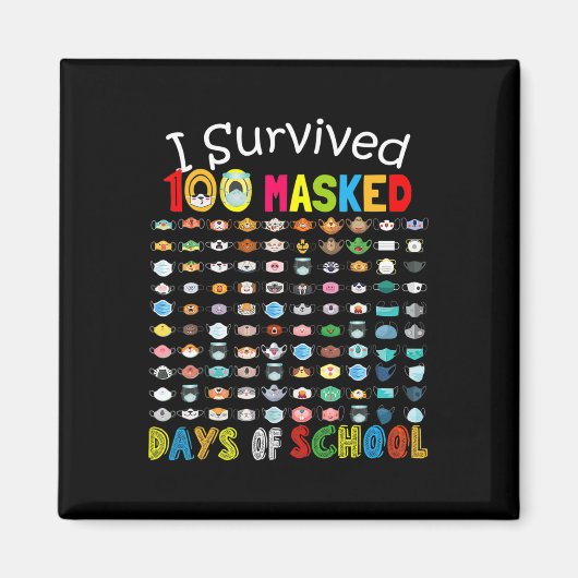 Overleefde 100 gemaskerde dagen van school 100 Fun Magneet (Voorkant)