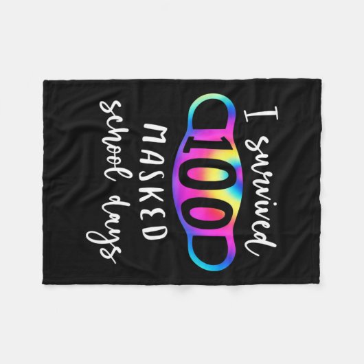 Overleefde 100 gemaskerde schooldagen Tie Dye Fleece Deken (Voorkant (Horizontaal))