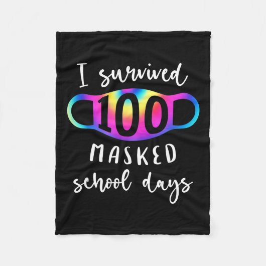 Overleefde 100 gemaskerde schooldagen Tie Dye Fleece Deken (Voorkant)