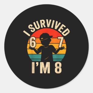 Overleefde 67 8 grappige 8e verjaardag jongen 6 7 ronde sticker