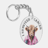 Overleefde borstkanker Koe thema Sleutelhanger (Voorkant Links)