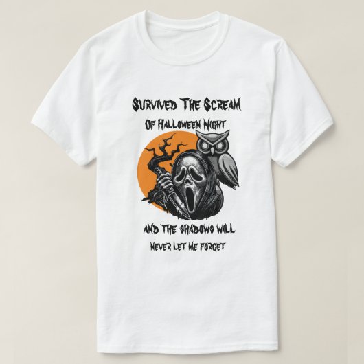 Overleefde de schreeuw van Halloween T-shirt (Design voorkant)