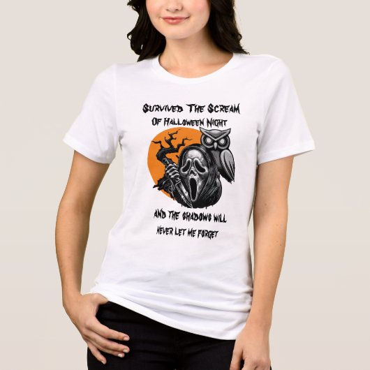 Overleefde de schreeuw van Halloween Tri-Blend Shirt (Voorkant)