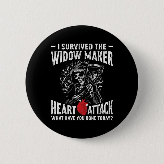 Overleefde de weduwe maker hartaanval hartziekten ronde button 5,7 cm (Voorkant)