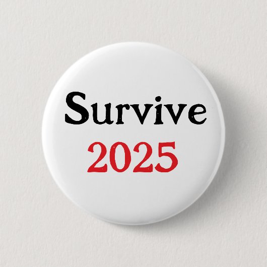 Overleven 2025 ronde button 5,7 cm (Voorkant)